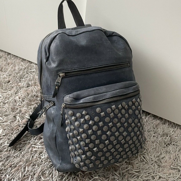 ASH Domino Backpack 100% Leather Blue Washed Studded ❤️ - Picture 1 of 11
